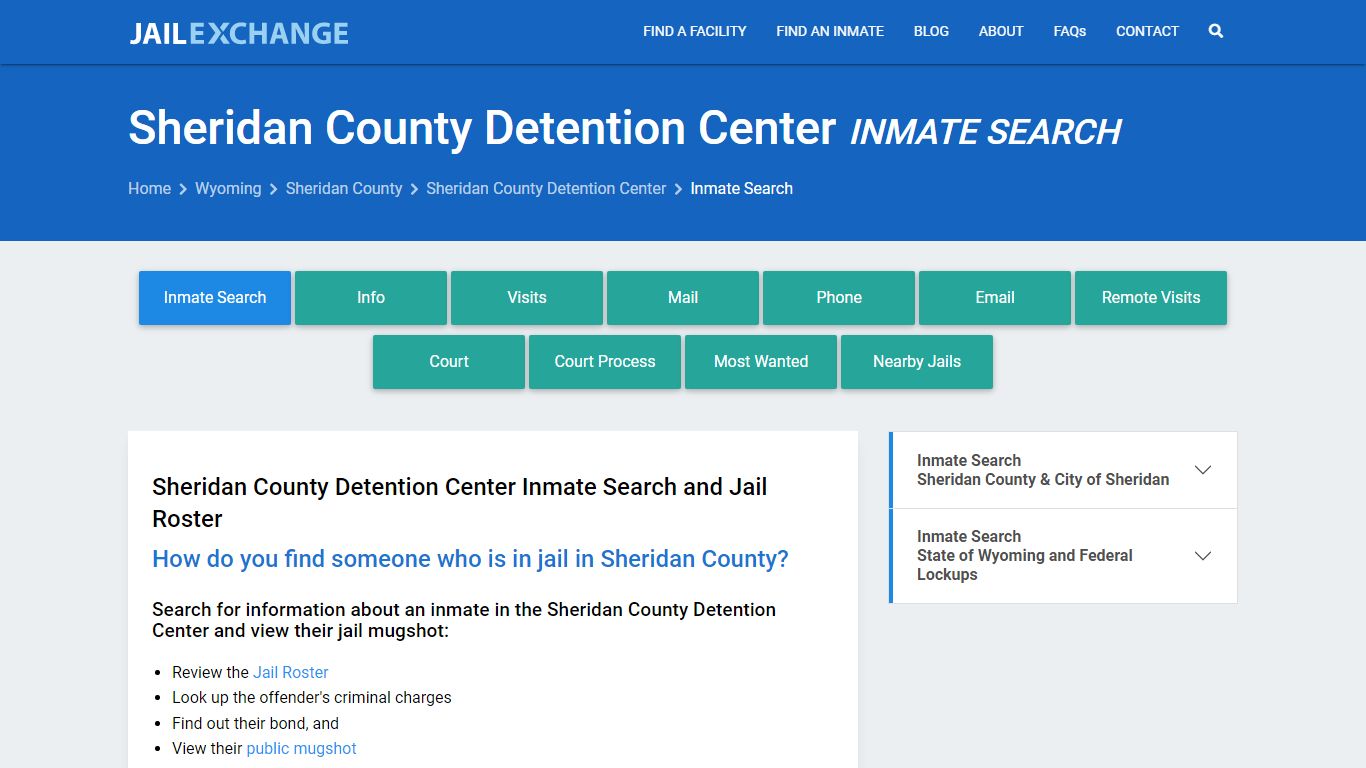Sheridan County Detention Center Inmate Search - Jail Exchange